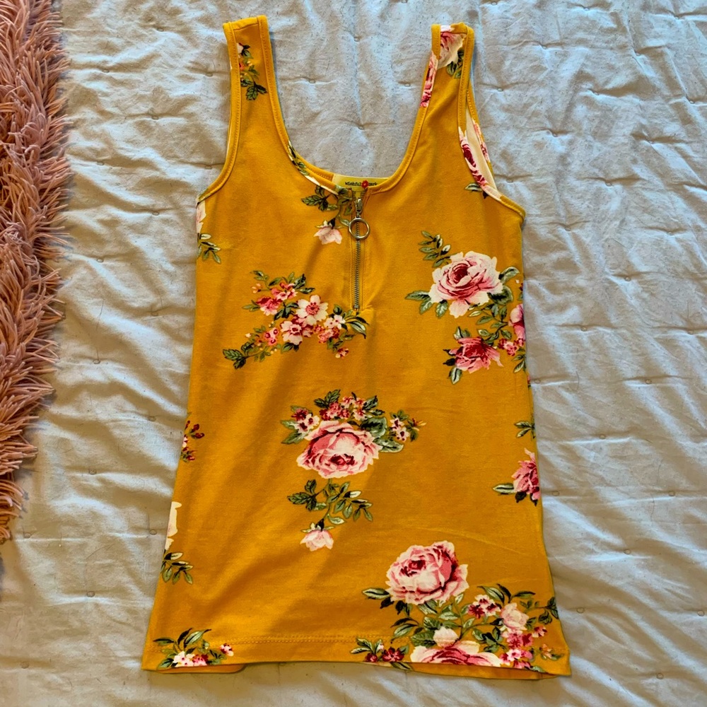 Yellow floral tank top from Wishful Park, size S